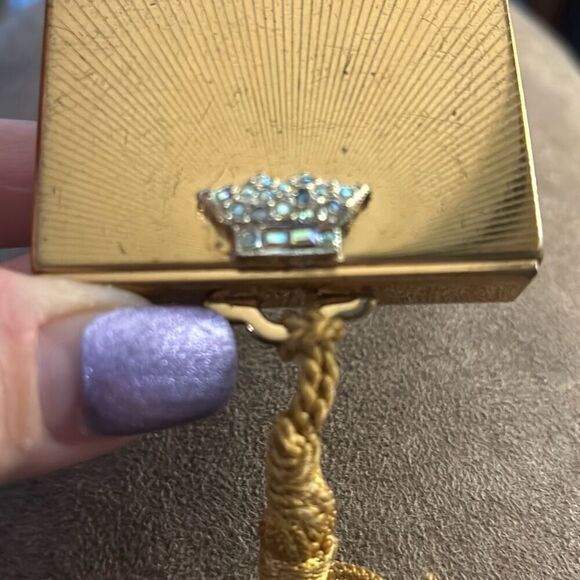 Vintage K&K Kotler Kopit Rhinestone Face Powder Mirror Compact with Original Pow - Picture 7 of 8